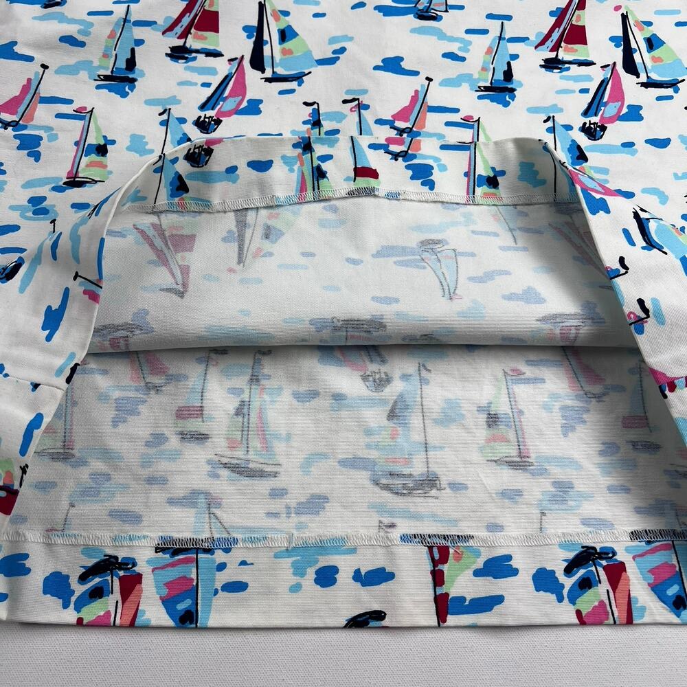 Talbots Sailboat Print Canvas Twill A-Line Skirt White Nautical Summer Size 12 - Picture 4 of 9